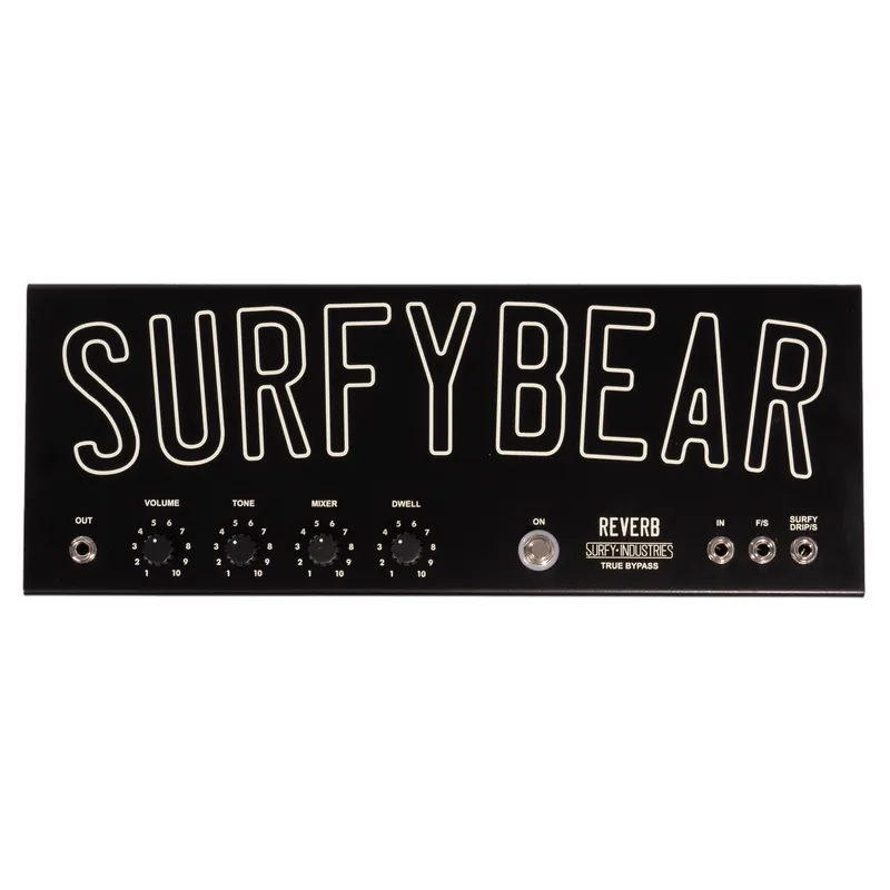 Weekend Sale Surfy Industries SurfyBear Metal Spring Reverb Pedal, Black v2.0 w/ Surfypan