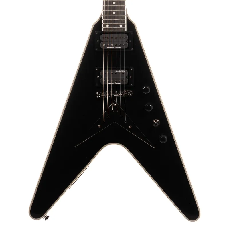 Low Price Epiphone Dave Mustaine Flying V Custom Electric Guitar w/ Hard Case, Black Metallic