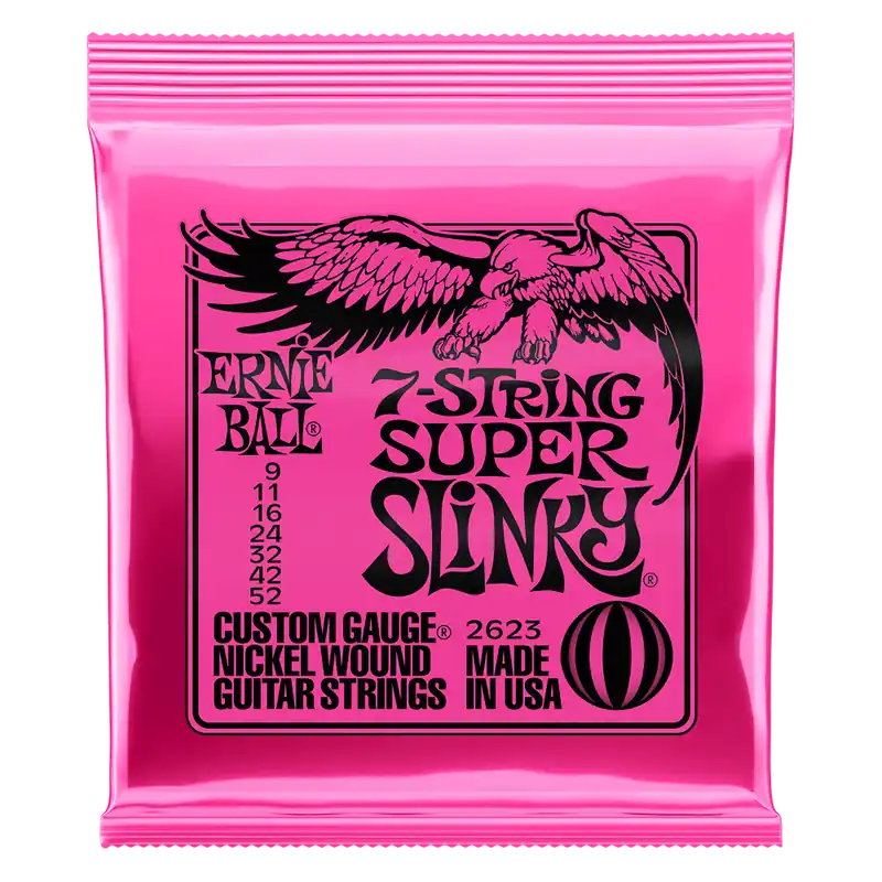 Ernie Ball 9-52 Super Slinky Nickel Wound 7-String Electric Guitar Strings Editor’s Pick